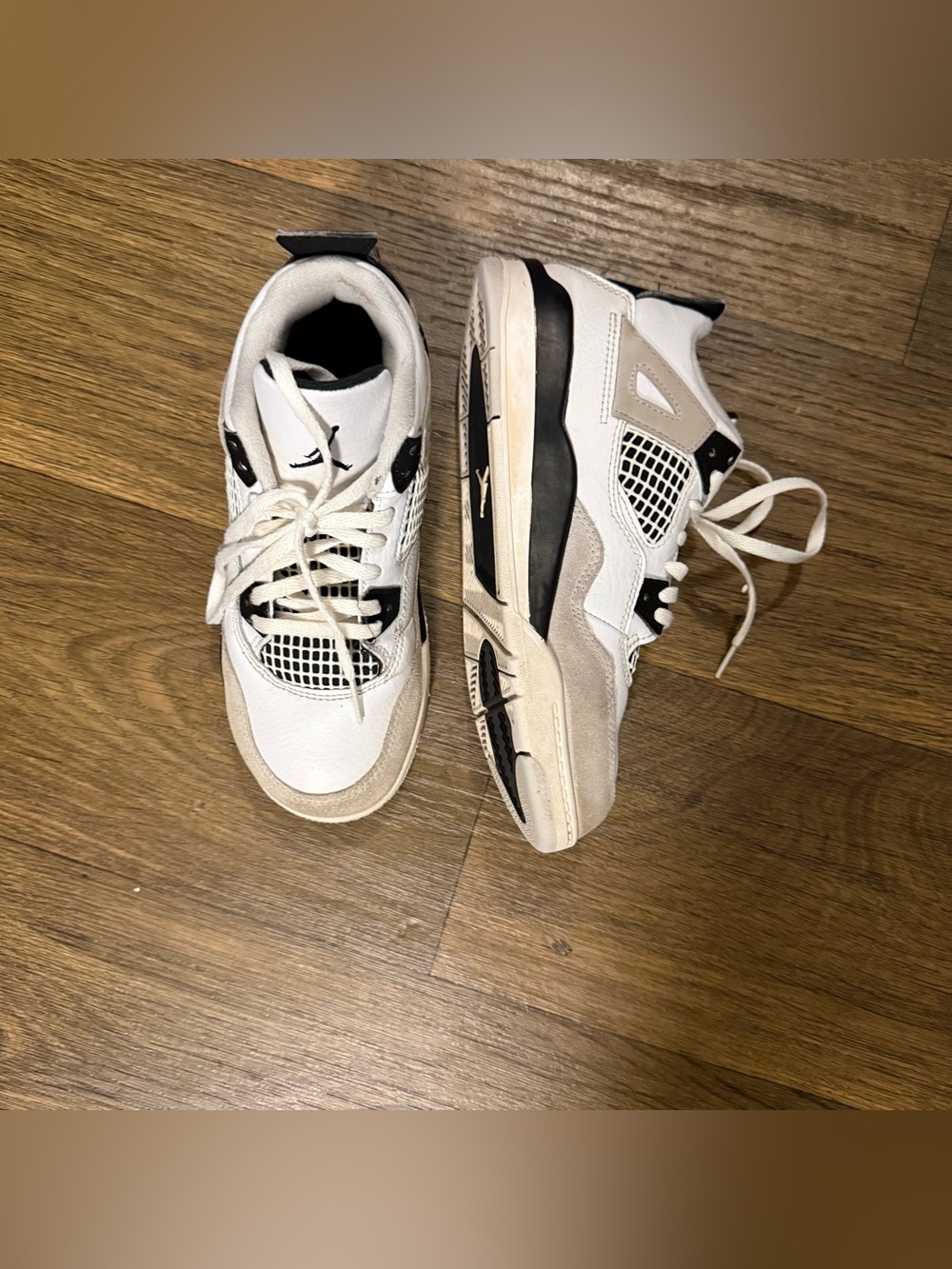 Jordan Retro 4 Military Black White and Black  Basketball Sneakers Size 2.5Y